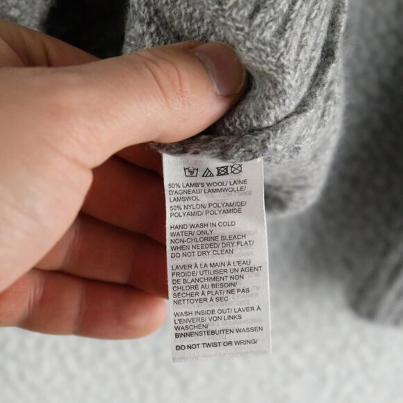 Black Brown 1826 Sweater Womens Small Heathered Gray Lambswool Blend Crew - Picture 8 of 8